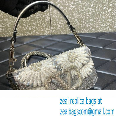 Valentino Loco Small Shoulder Bag with Floral Motif Embroidery 2023