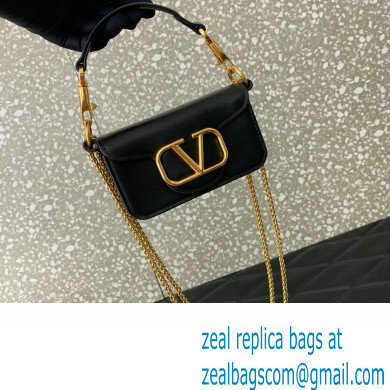 Valentino Loco micro Bag In Calfskin Leather With Chain 416 Black 2023