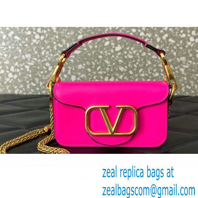 Valentino Loco micro Bag In Calfskin Leather With Chain 416 Fuchsia 2023 - Click Image to Close