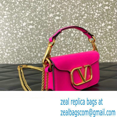 Valentino Loco micro Bag In Calfskin Leather With Chain 416 Fuchsia 2023 - Click Image to Close