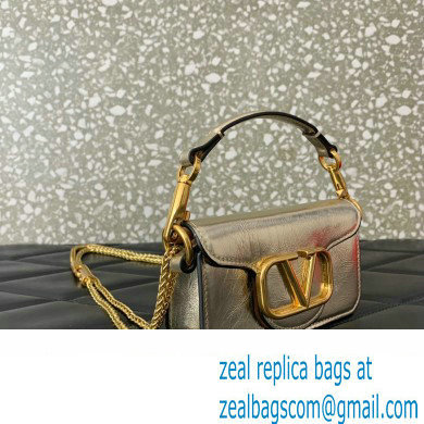 Valentino Loco micro Bag In Calfskin Leather With Chain 416 Metallic Gold 2023