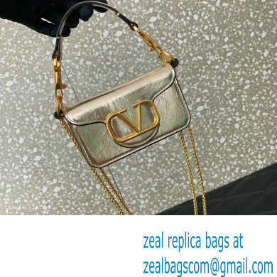 Valentino Loco micro Bag In Calfskin Leather With Chain 416 Metallic Gold 2023 - Click Image to Close