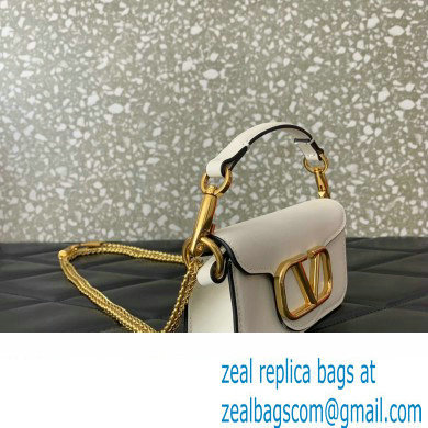 Valentino Loco micro Bag In Calfskin Leather With Chain 416 White 2023