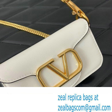 Valentino Loco micro Bag In Calfskin Leather With Chain 416 White 2023 - Click Image to Close