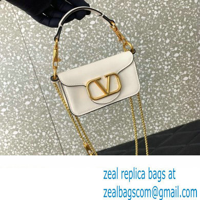 Valentino Loco micro Bag In Calfskin Leather With Chain 416 White 2023