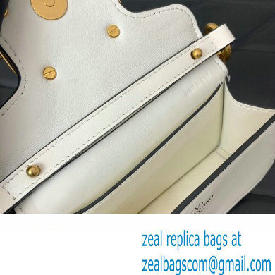 Valentino Loco micro Bag In Calfskin Leather With Chain 416 White 2023 - Click Image to Close