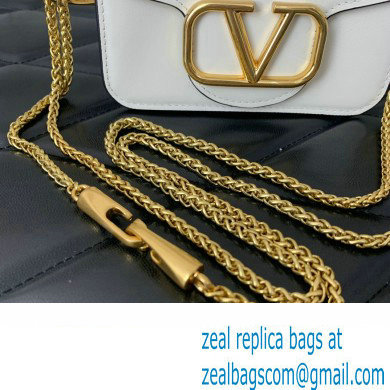 Valentino Loco micro Bag In Calfskin Leather With Chain 416 White 2023 - Click Image to Close