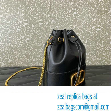 Valentino Mini Bucket Bag In Nappa With Vlogo Signature Chain Black 2023 - Click Image to Close