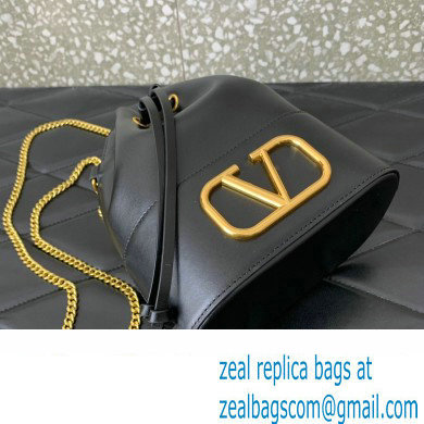 Valentino Mini Bucket Bag In Nappa With Vlogo Signature Chain Black 2023 - Click Image to Close