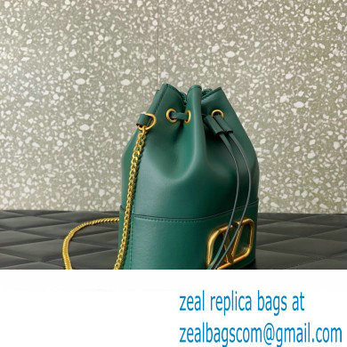 Valentino Mini Bucket Bag In Nappa With Vlogo Signature Chain Green 2023