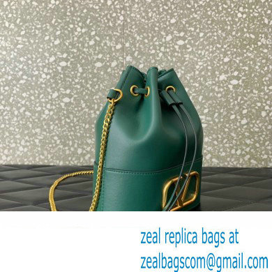 Valentino Mini Bucket Bag In Nappa With Vlogo Signature Chain Green 2023 - Click Image to Close