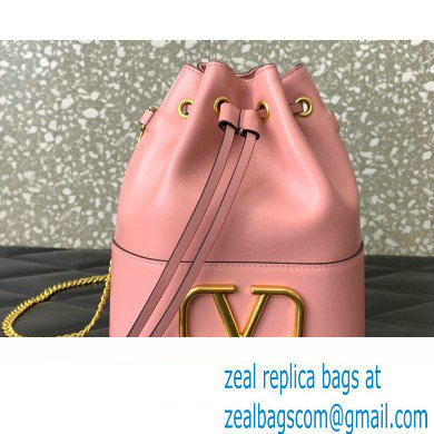 Valentino Mini Bucket Bag In Nappa With Vlogo Signature Chain Pink 2023 - Click Image to Close