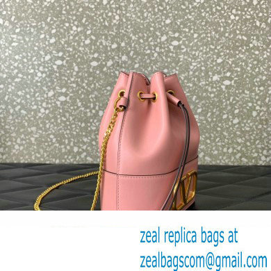 Valentino Mini Bucket Bag In Nappa With Vlogo Signature Chain Pink 2023 - Click Image to Close