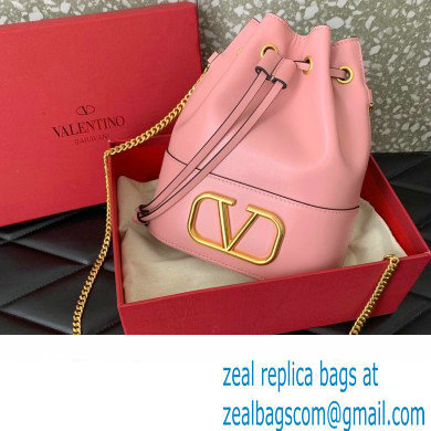 Valentino Mini Bucket Bag In Nappa With Vlogo Signature Chain Pink 2023