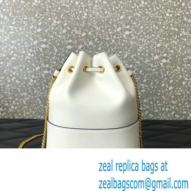 Valentino Mini Bucket Bag In Nappa With Vlogo Signature Chain White 2023 - Click Image to Close