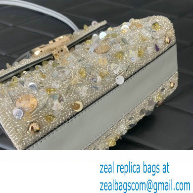 Valentino Mini VSling Bag in Beads 3D Embroidery with Crystals and Sequins Silver 2023 - Click Image to Close