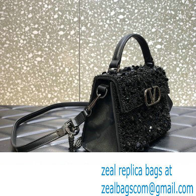 Valentino Mini VSling Bag in Beads 3D Embroidery with Crystals and Sequins black 2023