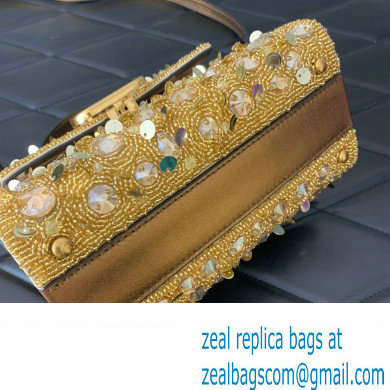 Valentino Mini VSling Bag in Beads 3D Embroidery with Crystals and Sequins gold 2023