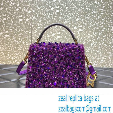 Valentino Mini VSling Bag in Beads 3D Embroidery with Crystals and Sequins purple 2023