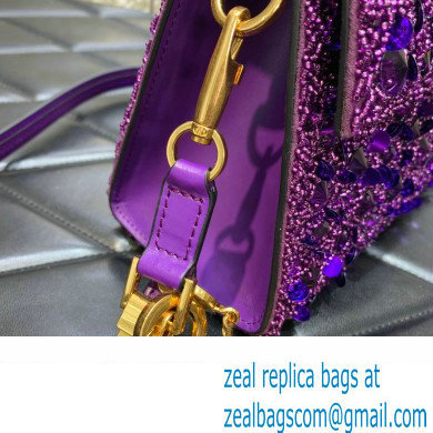 Valentino Mini VSling Bag in Beads 3D Embroidery with Crystals and Sequins purple 2023