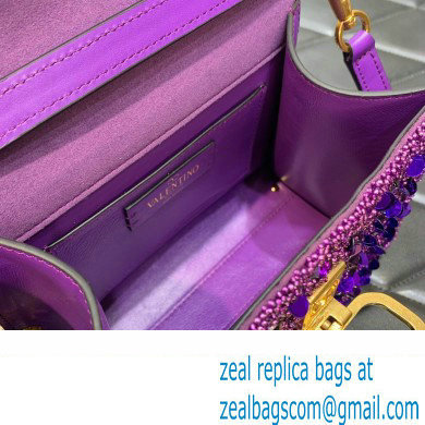 Valentino Mini VSling Bag in Beads 3D Embroidery with Crystals and Sequins purple 2023