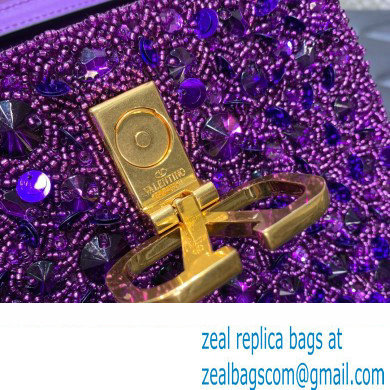 Valentino Mini VSling Bag in Beads 3D Embroidery with Crystals and Sequins purple 2023 - Click Image to Close