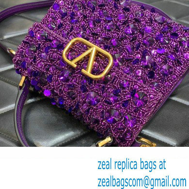 Valentino Mini VSling Bag in Beads 3D Embroidery with Crystals and Sequins purple 2023 - Click Image to Close