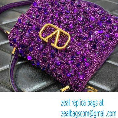 Valentino Mini VSling Bag in Beads 3D Embroidery with Crystals and Sequins purple 2023