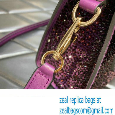 Valentino Mini VSling Bag with Sparkling Crystal Embroidery Purple 2023