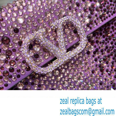 Valentino Mini VSling Bag with Sparkling Crystal Embroidery Purple 2023