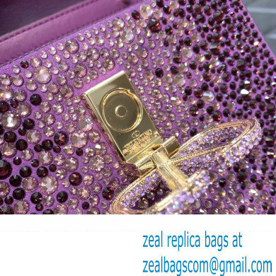 Valentino Mini VSling Bag with Sparkling Crystal Embroidery Purple 2023 - Click Image to Close