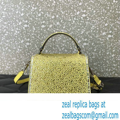 Valentino Mini VSling Bag with Sparkling Crystal Embroidery Yellow 2023 - Click Image to Close