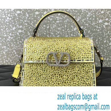 Valentino Mini VSling Bag with Sparkling Crystal Embroidery Yellow 2023