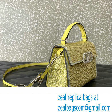 Valentino Mini VSling Bag with Sparkling Crystal Embroidery Yellow 2023