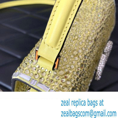 Valentino Mini VSling Bag with Sparkling Crystal Embroidery Yellow 2023 - Click Image to Close