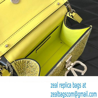 Valentino Mini VSling Bag with Sparkling Crystal Embroidery Yellow 2023 - Click Image to Close