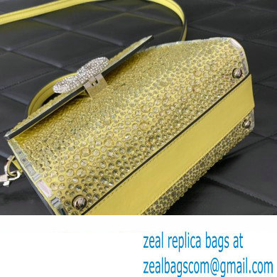 Valentino Mini VSling Bag with Sparkling Crystal Embroidery Yellow 2023 - Click Image to Close