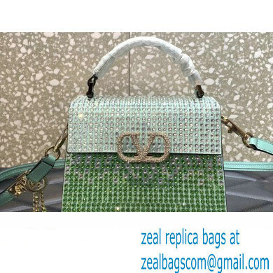 Valentino Mini VSling Bag with rhinestone gradient Green 2023 - Click Image to Close