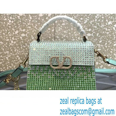 Valentino Mini VSling Bag with rhinestone gradient Green 2023