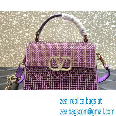 Valentino Mini VSling Bag with rhinestone gradient Purple 2023