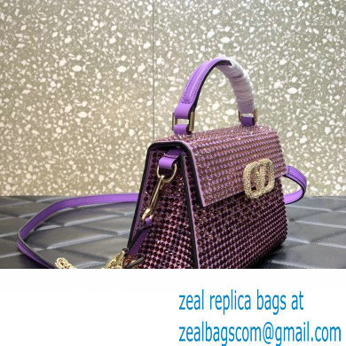 Valentino Mini VSling Bag with rhinestone gradient Purple 2023 - Click Image to Close