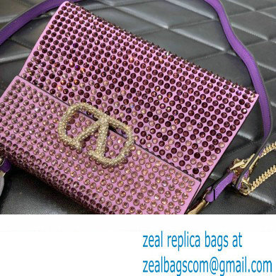 Valentino Mini VSling Bag with rhinestone gradient Purple 2023 - Click Image to Close