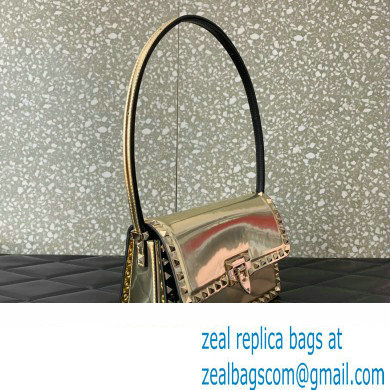 Valentino Rockstud23 Shoulder Bag In Smooth Calfskin 0240 Mirror Gold 2023 - Click Image to Close