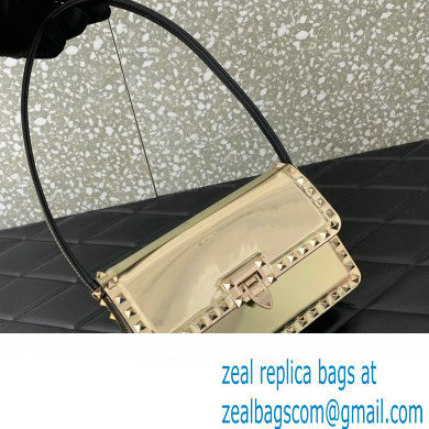 Valentino Rockstud23 Shoulder Bag In Smooth Calfskin 0240 Mirror Gold 2023 - Click Image to Close