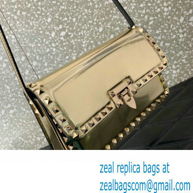 Valentino Rockstud23 Shoulder Bag In Smooth Calfskin 0240 Mirror Gold 2023