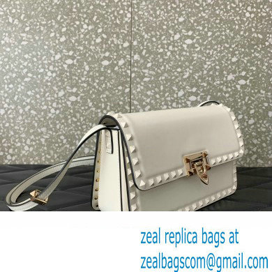 Valentino Rockstud23 Shoulder Bag In Smooth Calfskin 0240 White 2023