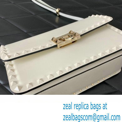 Valentino Rockstud23 Shoulder Bag In Smooth Calfskin 0240 White 2023