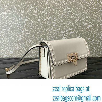 Valentino Rockstud23 Small Shoulder Bag In Smooth Calfskin 0242 White 2023 - Click Image to Close