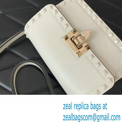 Valentino Rockstud23 Small Shoulder Bag In Smooth Calfskin 0242 White 2023 - Click Image to Close