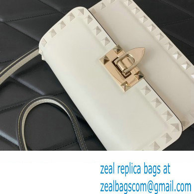 Valentino Rockstud23 Small Shoulder Bag In Smooth Calfskin 0242 White 2023